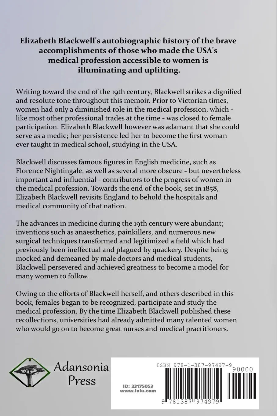 Rückseite: 9781387974979 | Pioneer Work in Opening the Medical Profession to Women | Blackwell