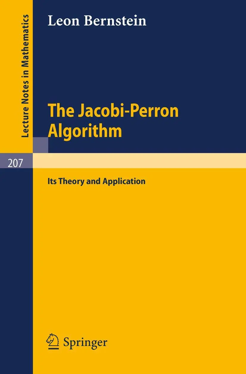 Cover: 9783540054979 | The Jacobi-Perron Algorithm | Its Theory and Application | Bernstein