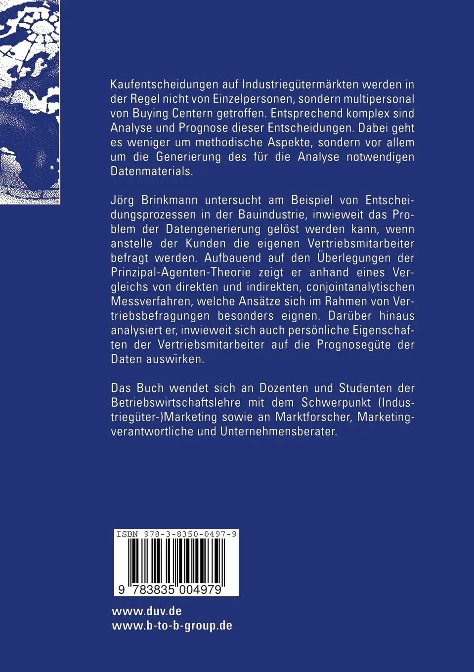 Rückseite: 9783835004979 | Buying Center-Analyse auf der Basis von Vertriebsinformationen | Buch