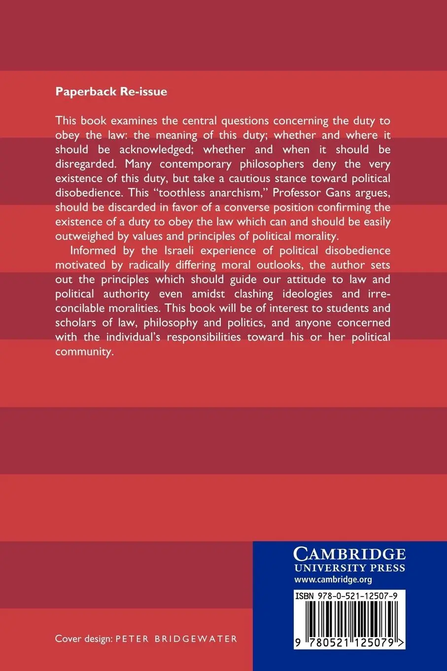 Rückseite: 9780521125079 | Philosophical Anarchism and Political Disobedience | Gans (u. a.)