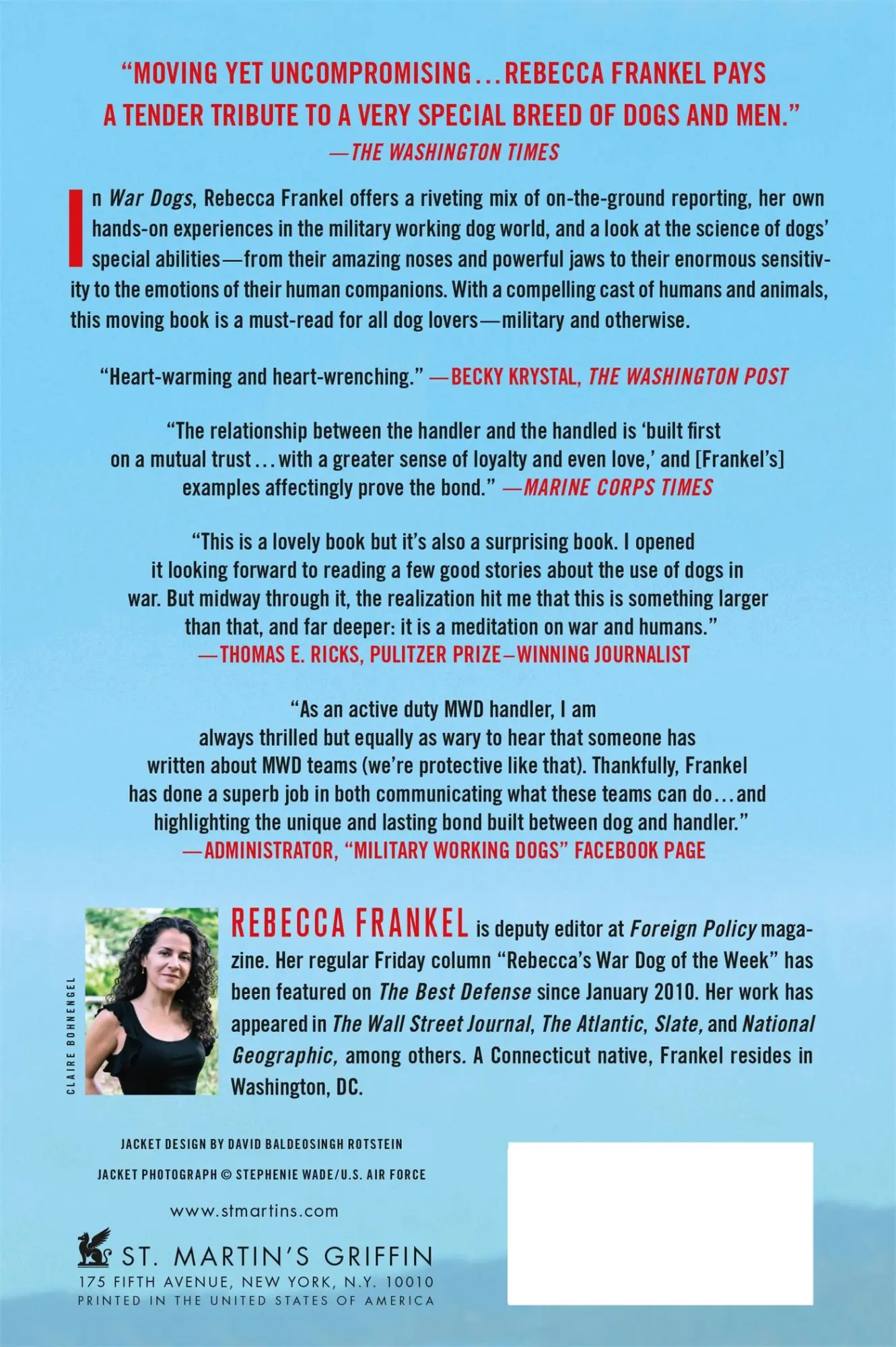 Rückseite: 9781250075079 | War Dogs | Rebecca Frankel | Taschenbuch | Englisch | 2015