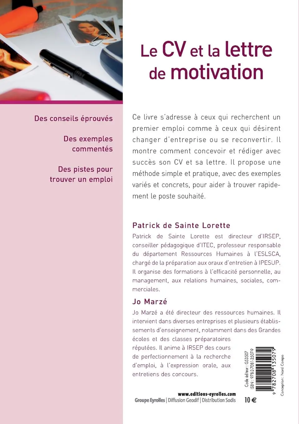 Rückseite: 9782708135079 | Le CV et la lettre de motivation | Patrick Sainte Lorette (u. a.)