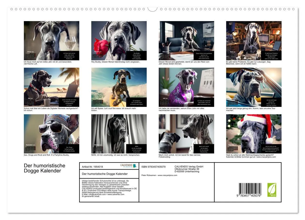 Bild: 9783457405079 | Der humoristische Dogge Kalender (hochwertiger Premium Wandkalender...