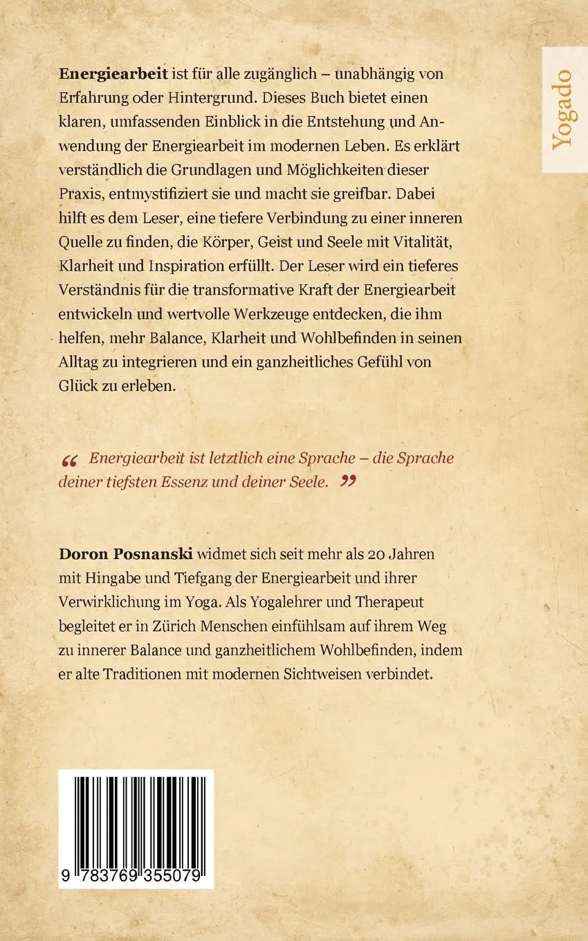 Rückseite: 9783769355079 | Energiearbeit | Die Sprache deiner Seele | Doron Posnanski | Buch
