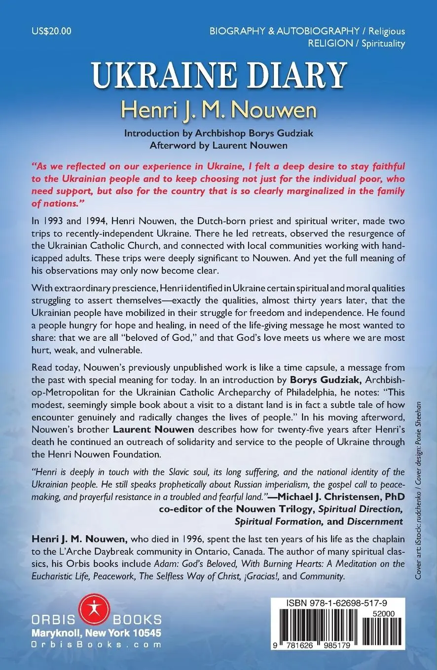 Rückseite: 9781626985179 | Ukraine Diary | Henri J M Nouwen | Taschenbuch | Englisch | 2023