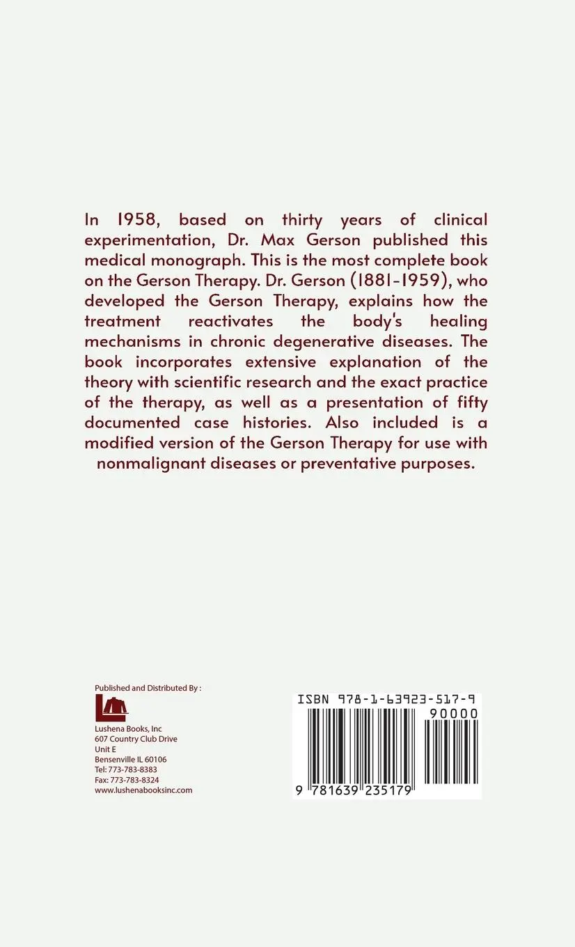 Rückseite: 9781639235179 | A Cancer Therapy Hardcover | By Max Gerson | Buch | Englisch | 2022