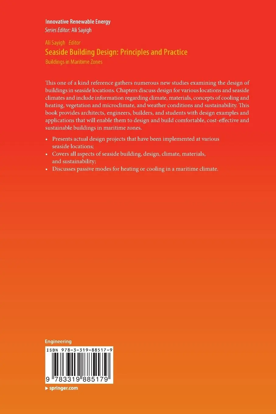 Rückseite: 9783319885179 | Seaside Building Design: Principles and Practice | Ali Sayigh | Buch