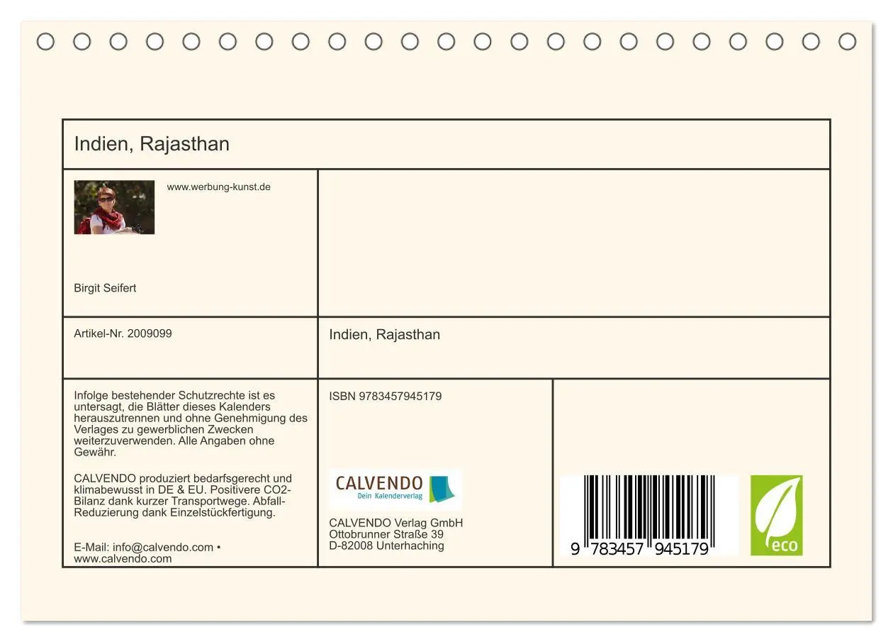 Bild: 9783457945179 | Indien, Rajasthan (Tischkalender 2026 DIN A5 quer), CALVENDO...