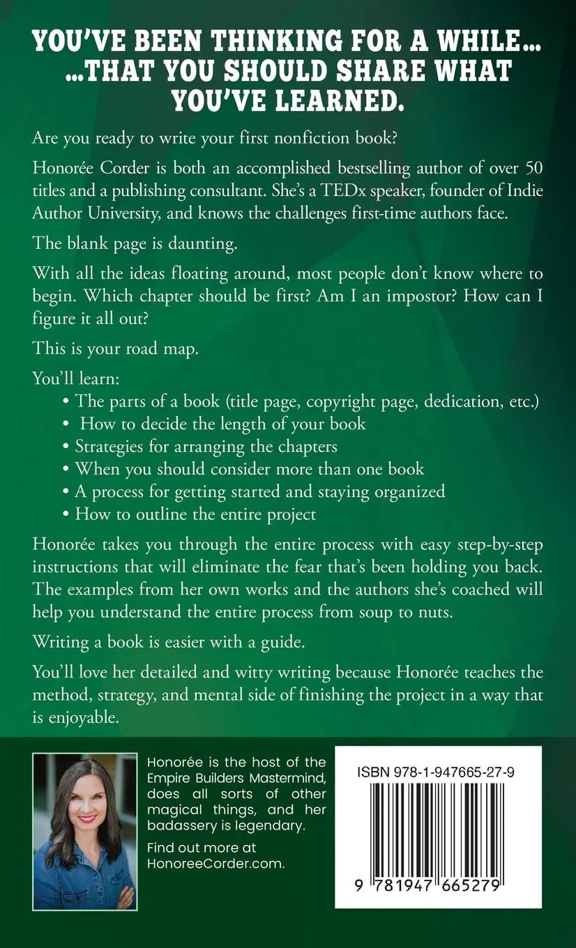 Rückseite: 9781947665279 | Write Your First Nonfiction Book | Honoree Corder | Taschenbuch | 2023