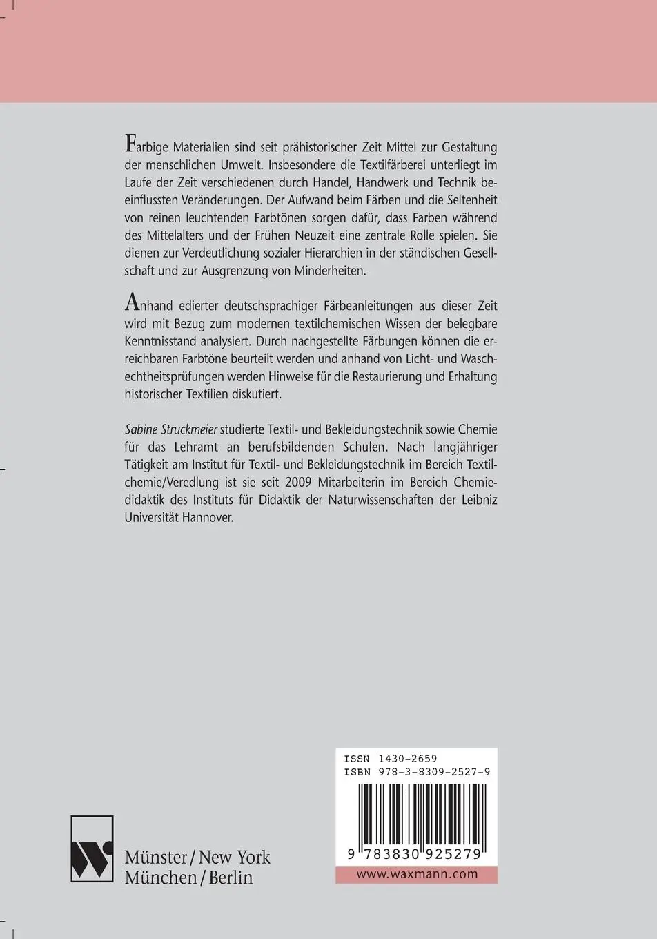 Rückseite: 9783830925279 | Die Textilfärberei vom Spätmittelalter bis zur Frühen Neuzeit...