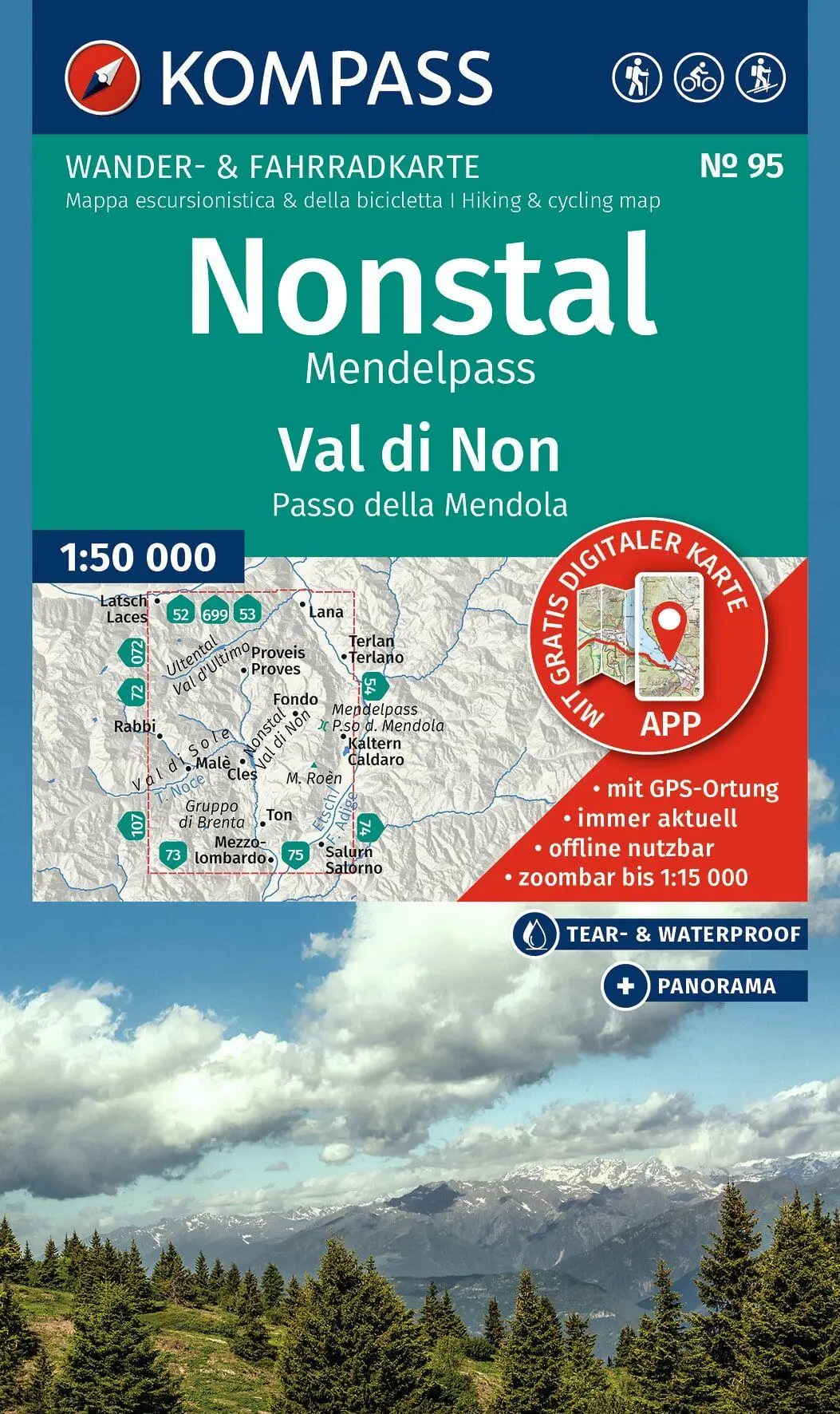 Cover: 9783991545279 | KOMPASS Wanderkarte 95 Nonstal, Mendelpass, Val di Non, Passo della...