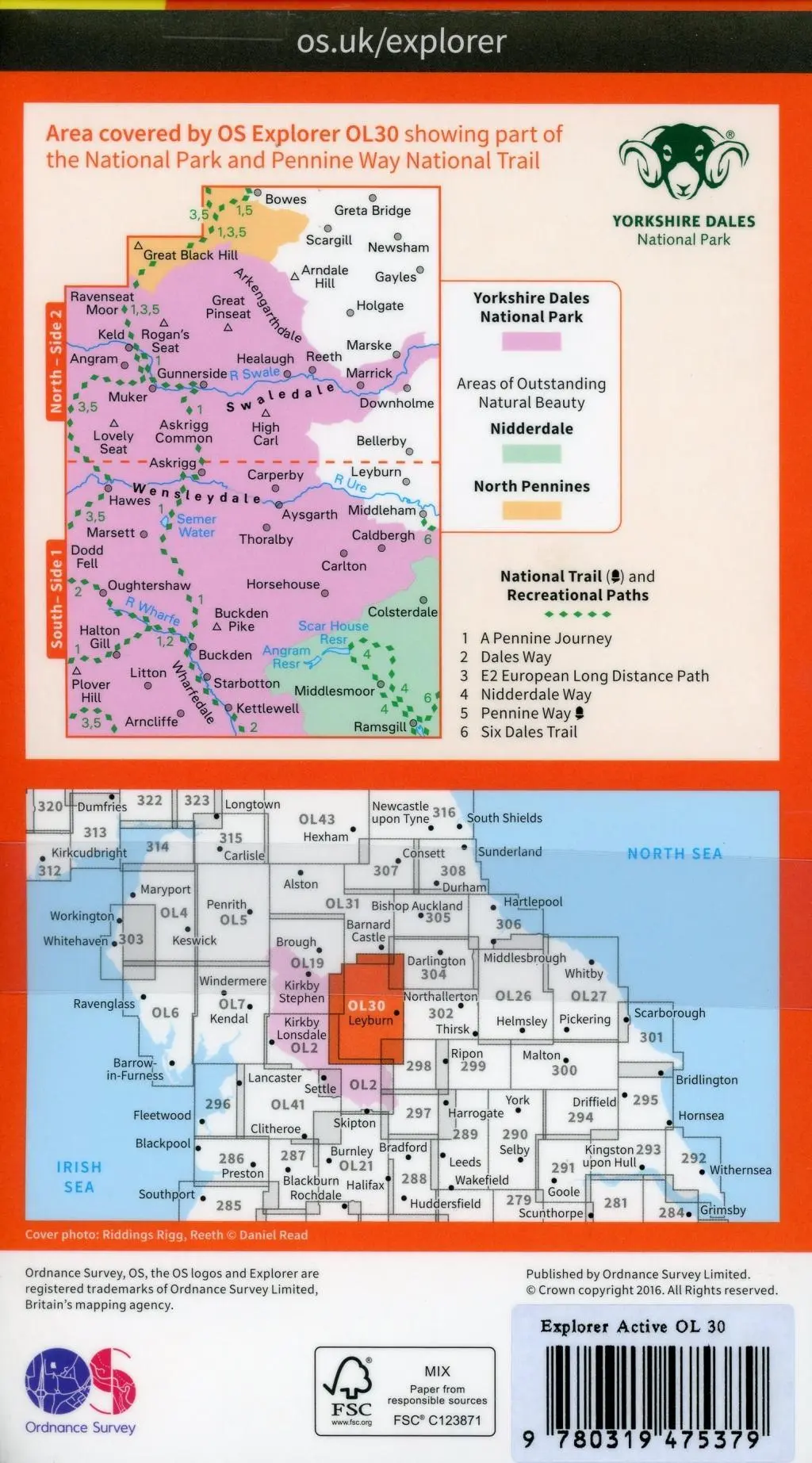 Bild: 9780319475379 | Yorkshire Dales Northern &amp; Central | Ordnance Survey | (Land-)Karte