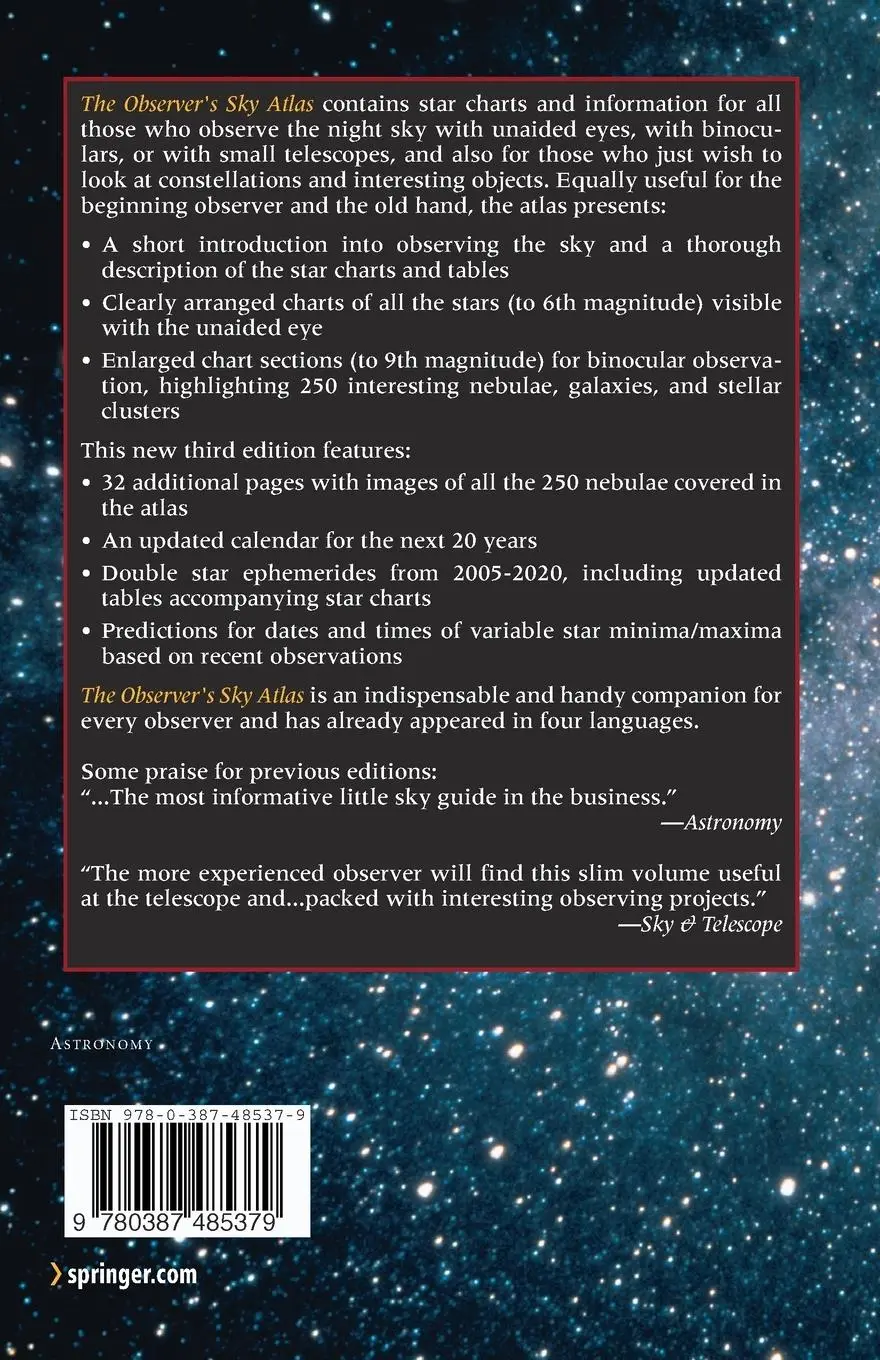 Rückseite: 9780387485379 | The Observer's Sky Atlas | With 50 Star Charts Covering the Entire Sky