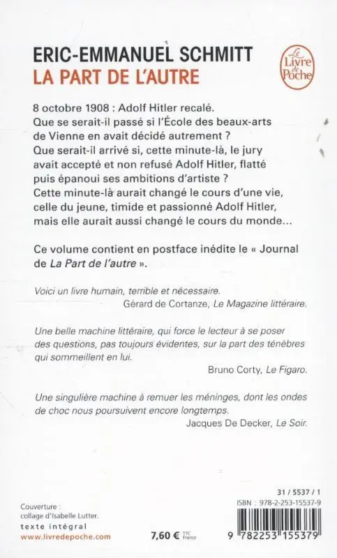 Rückseite: 9782253155379 | La Part de l' autre | Eric-Emmanuel Schmitt | Taschenbuch | 503 S.