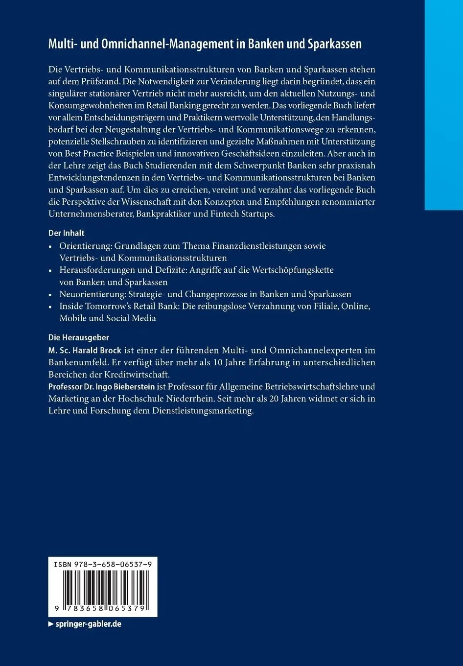 Rückseite: 9783658065379 | Multi- und Omnichannel-Management in Banken und Sparkassen | Buch