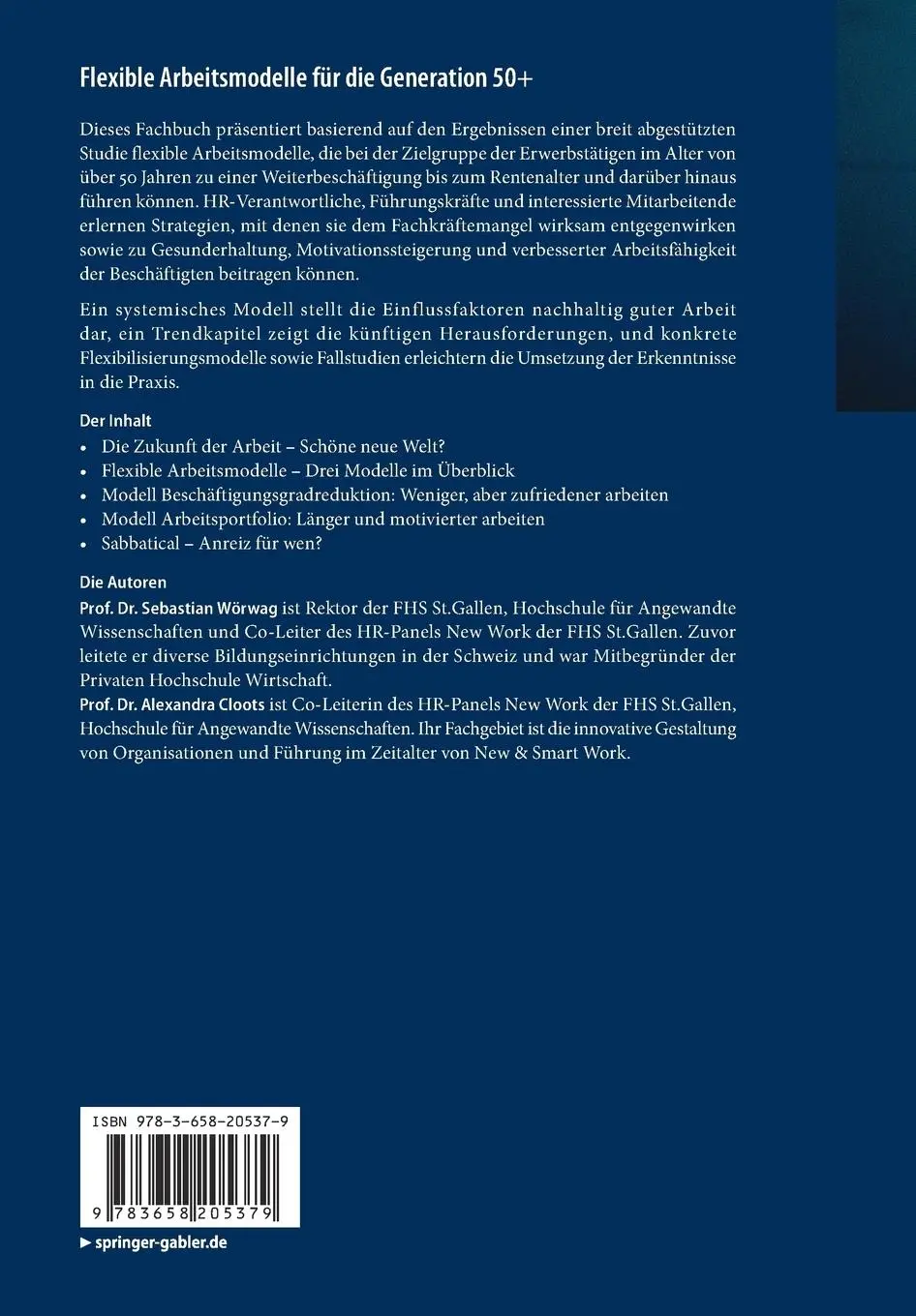 Rückseite: 9783658205379 | Flexible Arbeitsmodelle für die Generation 50+ | Cloots (u. a.) | Buch