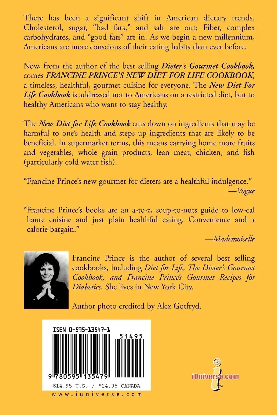 Rückseite: 9780595135479 | Francine Prince's New Diet for Life Cookbook | Francine Prince | Buch
