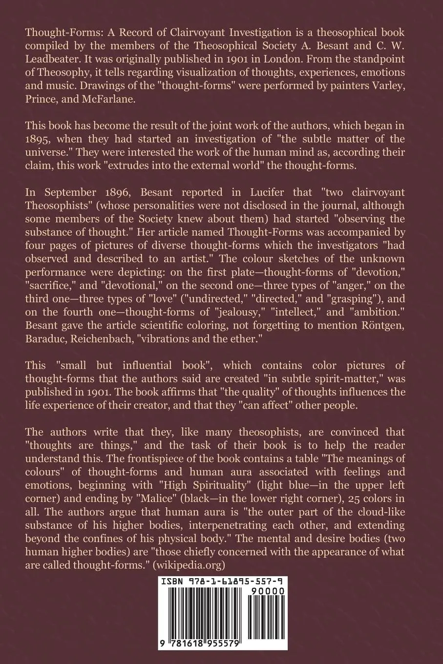 Rückseite: 9781618955579 | Thought-Forms | Annie Wood Besant (u. a.) | Taschenbuch | Englisch