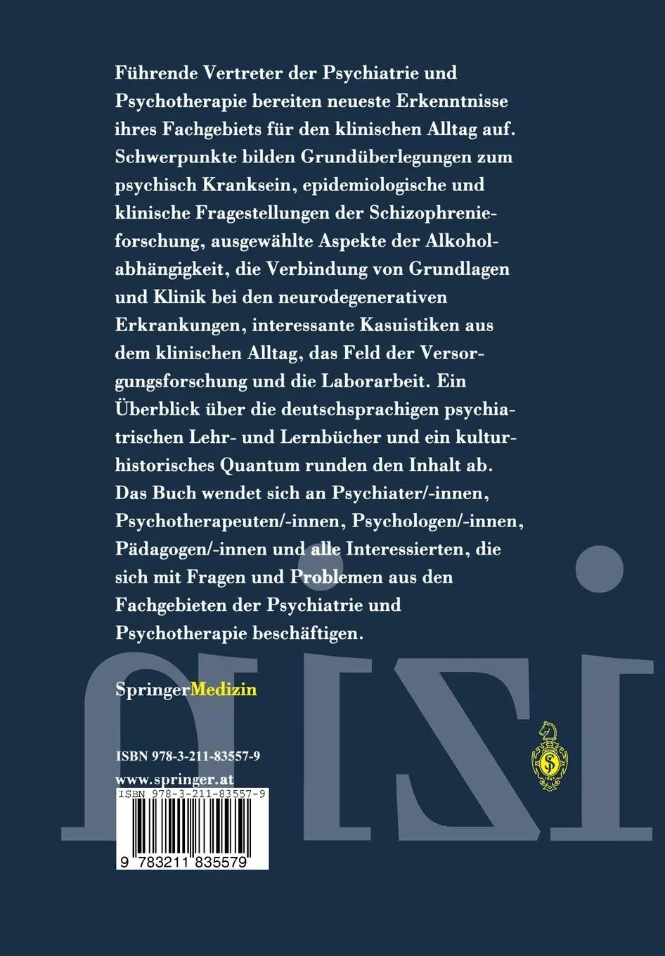 Rückseite: 9783211835579 | Fortschritte in Psychiatrie und Psychotherapie | Konrad Peter | Buch