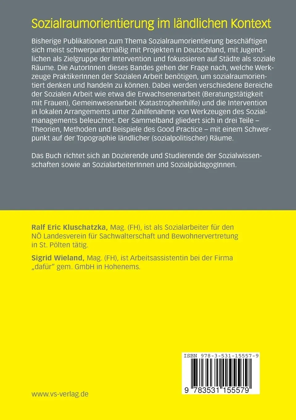 Rückseite: 9783531155579 | Sozialraumorientierung im ländlichen Kontext | Sigrid Wieland (u. a.)