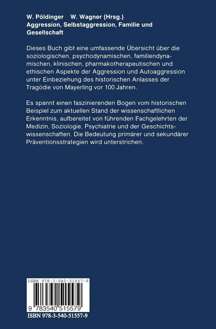 Rückseite: 9783540515579 | Aggression, Selbstaggression, Familie und Gesellschaft | Taschenbuch
