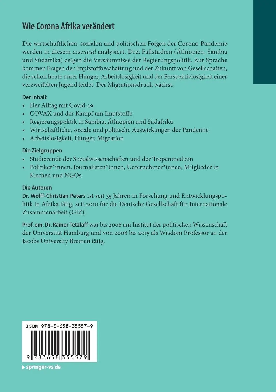 Rückseite: 9783658355579 | Wie Corona Afrika verändert | Ein entwicklungspolitischer Überblick