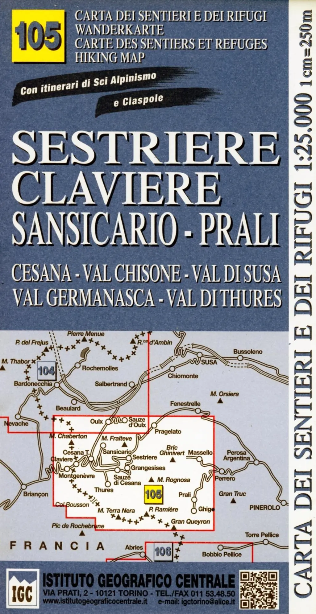 Cover: 9788896455579 | Carta n. 105 Sestriere, Claviere, Prali 1:25.000. Carta dei...