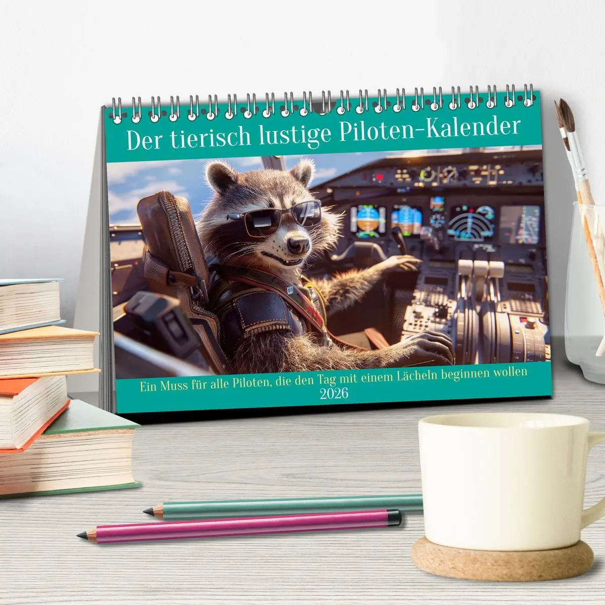 Bild: 9783457375679 | Der tierisch lustige Piloten-Kalender (Tischkalender 2026 DIN A5...