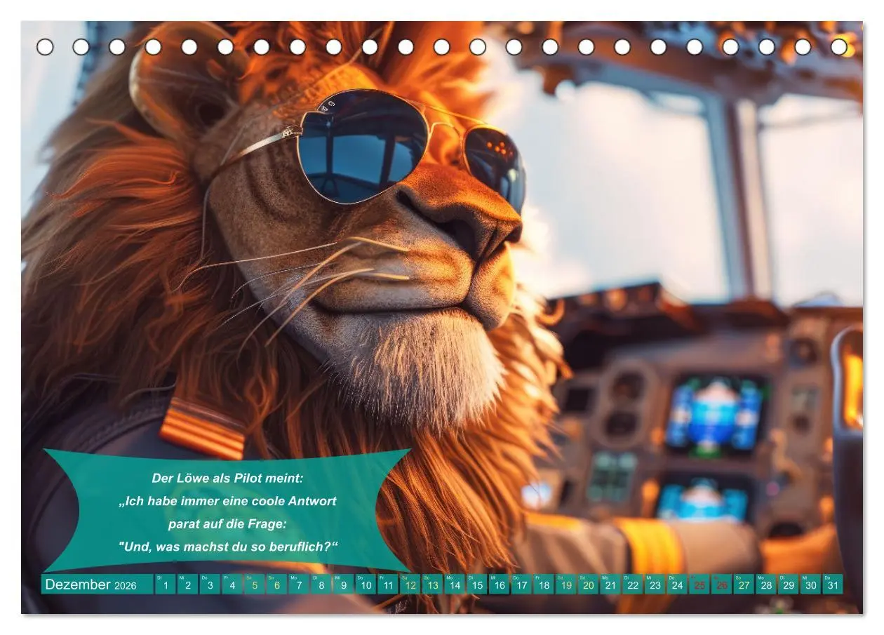 Bild: 9783457375679 | Der tierisch lustige Piloten-Kalender (Tischkalender 2026 DIN A5...