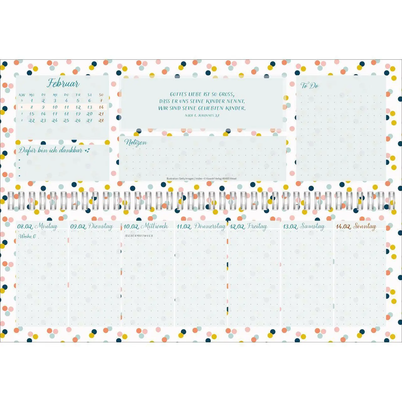 Bild: 9783754825679 | Meine fröhlich-bunte Segenswoche 2027 | Wochen-Tischkalender | 14 S.
