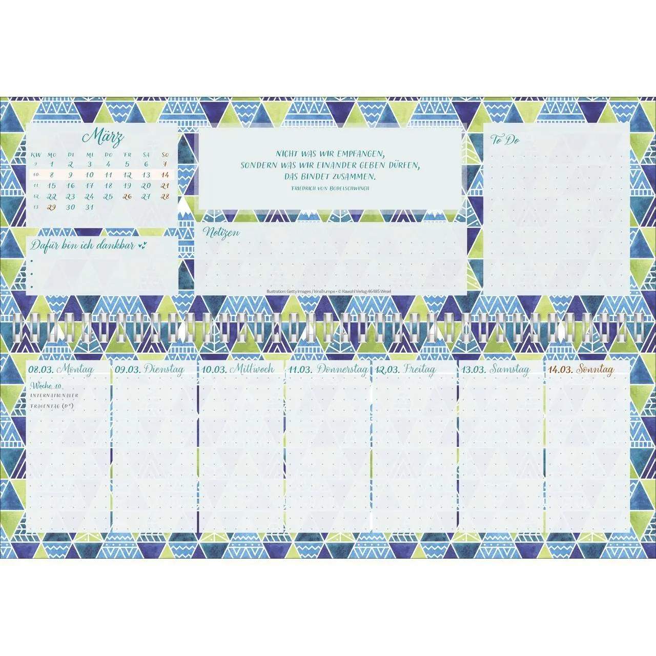 Bild: 9783754825679 | Meine fröhlich-bunte Segenswoche 2027 | Wochen-Tischkalender | 14 S.