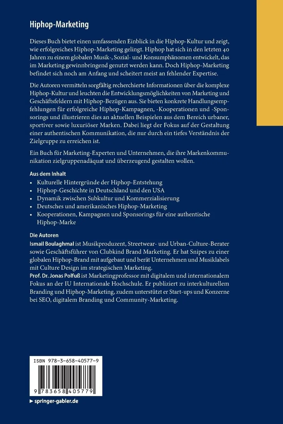 Rückseite: 9783658405779 | Hiphop-Marketing | Jonas Polfuß (u. a.) | Taschenbuch | xxvii | 2023