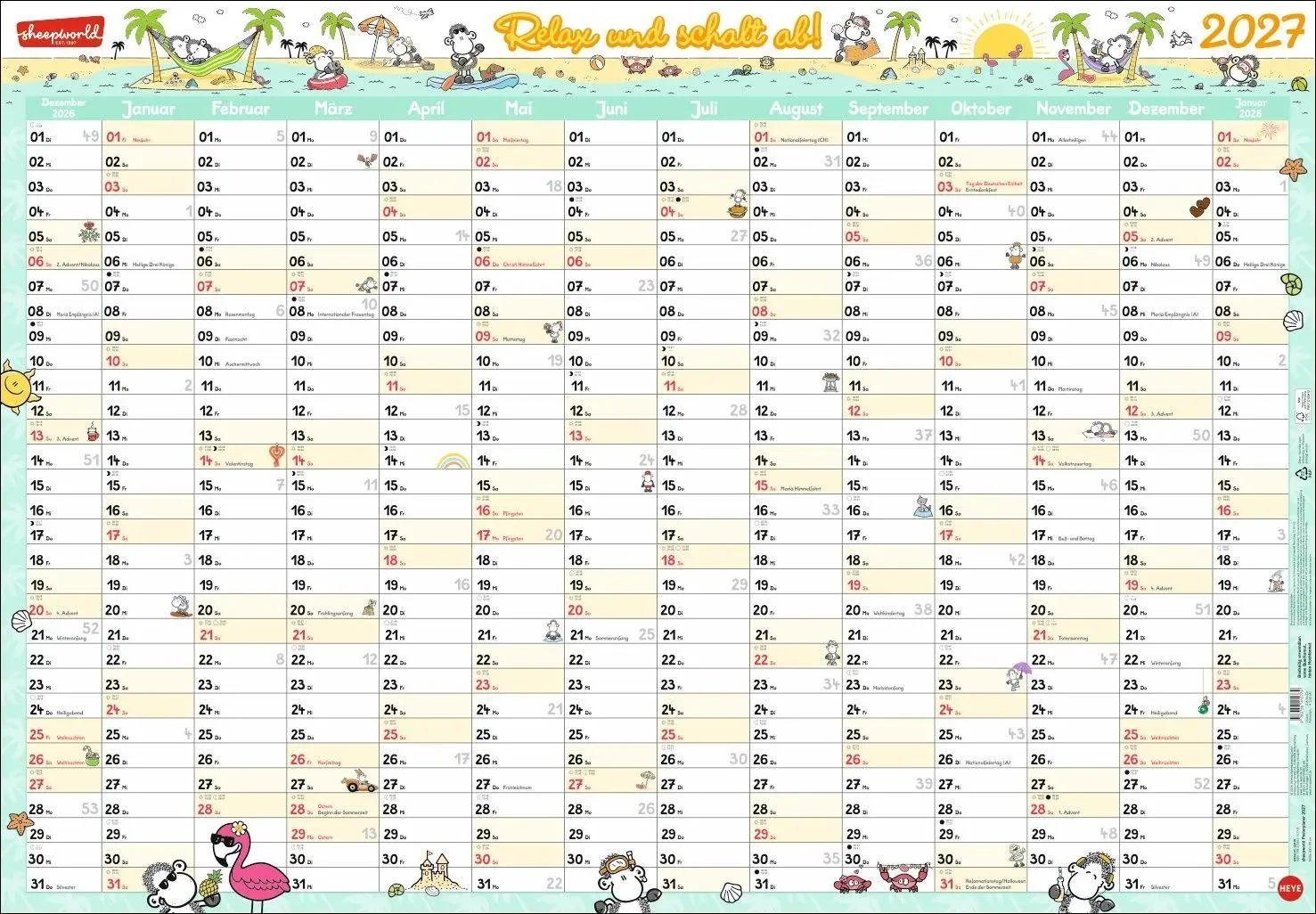 Cover: 9783756415779 | sheepworld Posterplaner 2027 | Heye | Kalender | LOSEBL | 2 S. | 2027