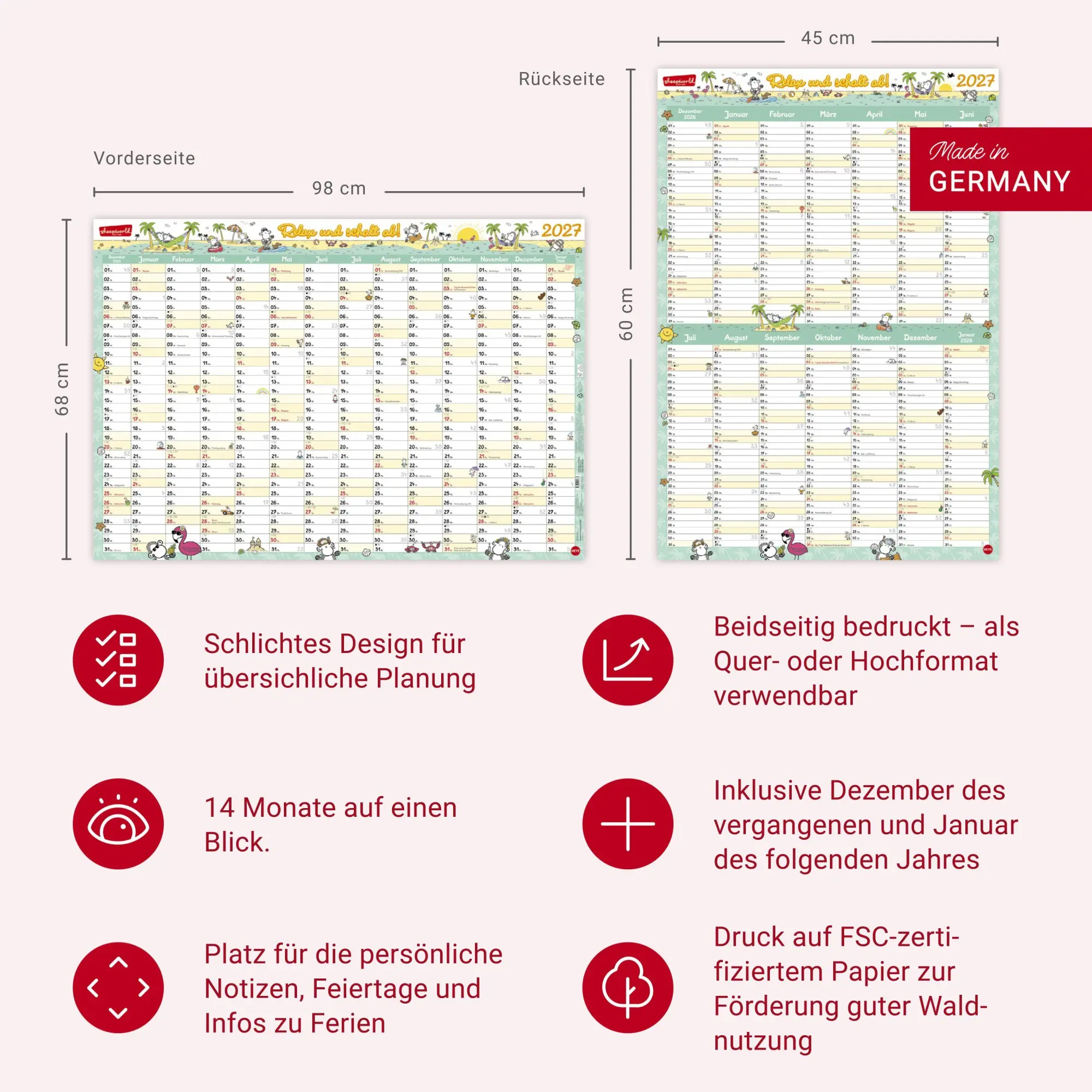 Bild: 9783756415779 | sheepworld Posterplaner 2027 | Heye | Kalender | LOSEBL | 2 S. | 2027