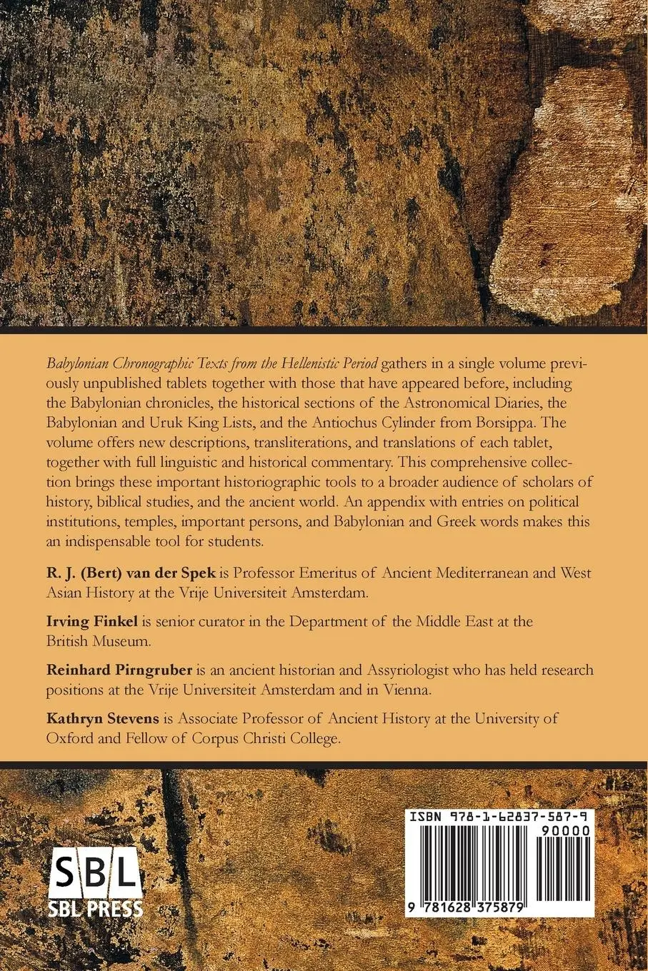 Rückseite: 9781628375879 | Babylonian Chronographic Texts from the Hellenistic Period | Buch