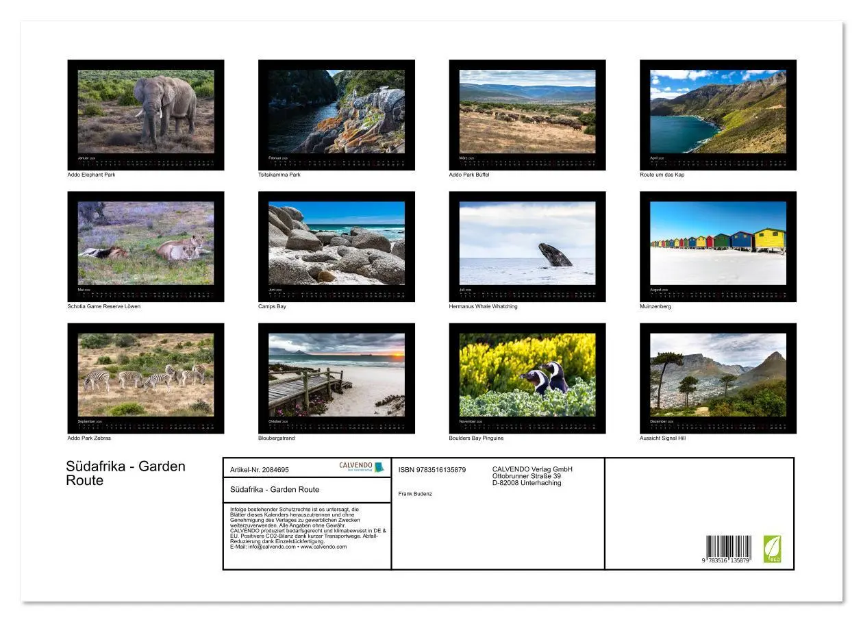 Bild: 9783516135879 | Südafrika - Garden Route (Wandkalender 2026 DIN A2 quer), CALVENDO...