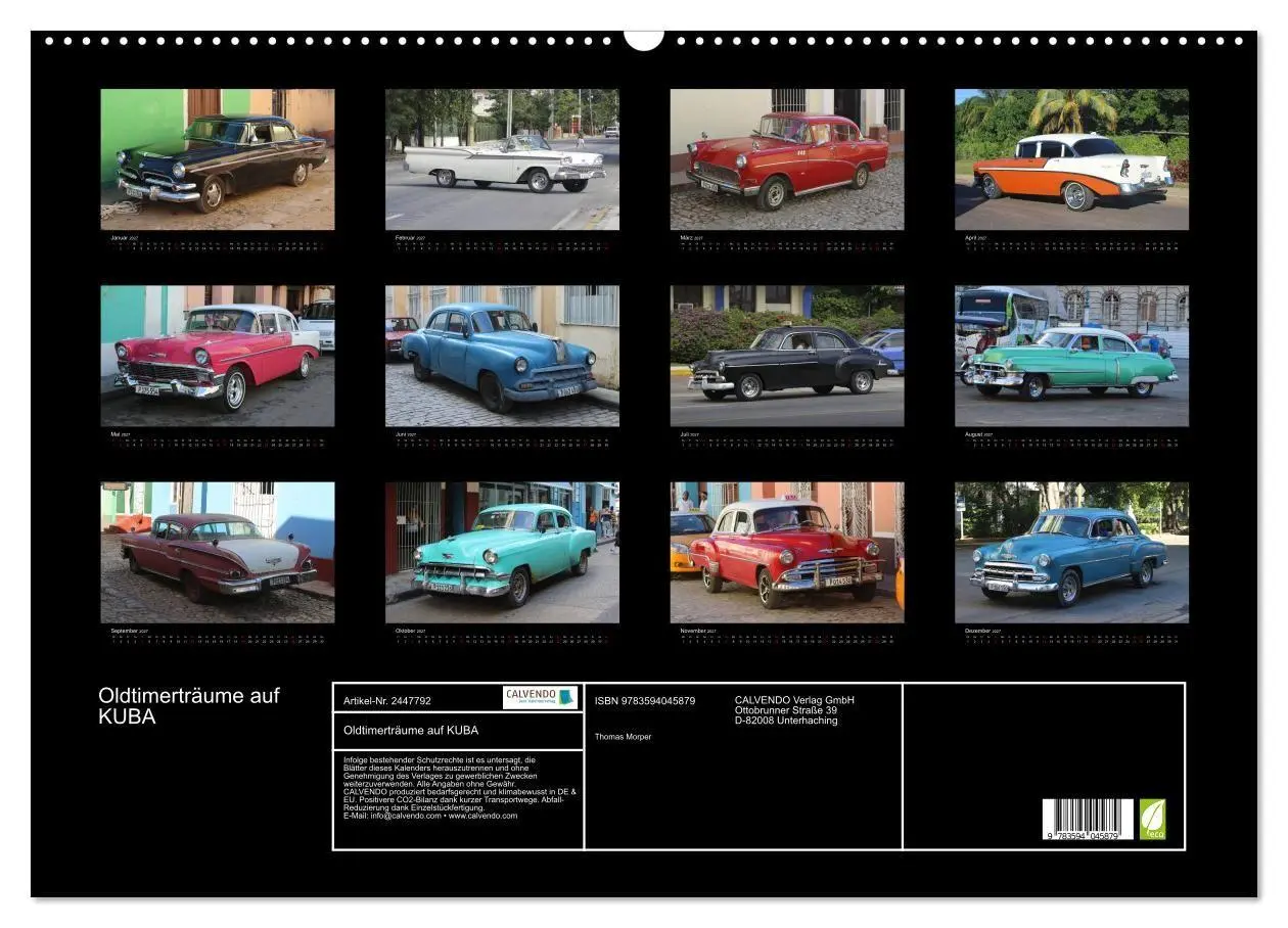 Bild: 9783594045879 | Oldtimerträume auf KUBA (Wandkalender 2027 DIN A2 quer), CALVENDO...