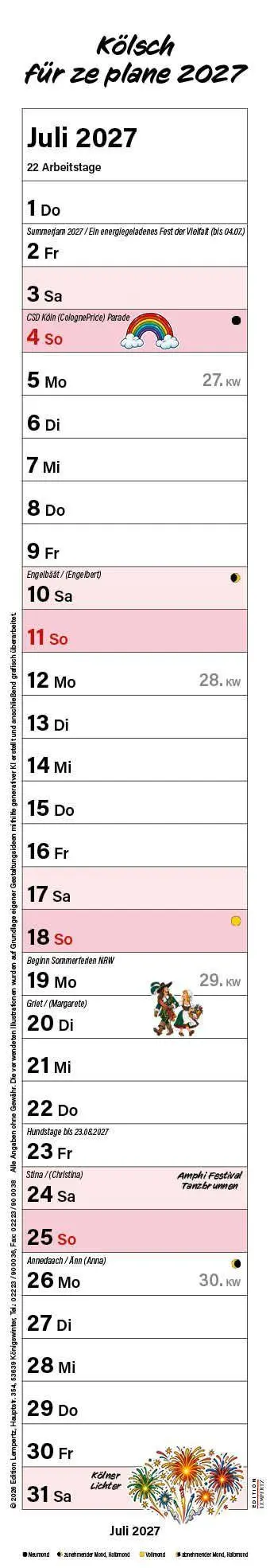 Bild: 9783960585879 | Kölsch für ze plane 2027 | Streifenplaner | Kalender | 14 S. | Deutsch