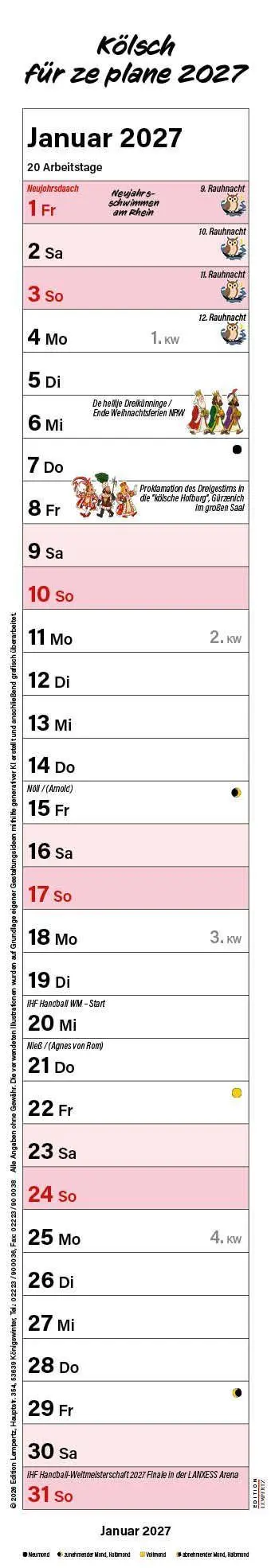 Bild: 9783960585879 | Kölsch für ze plane 2027 | Streifenplaner | Kalender | 14 S. | Deutsch