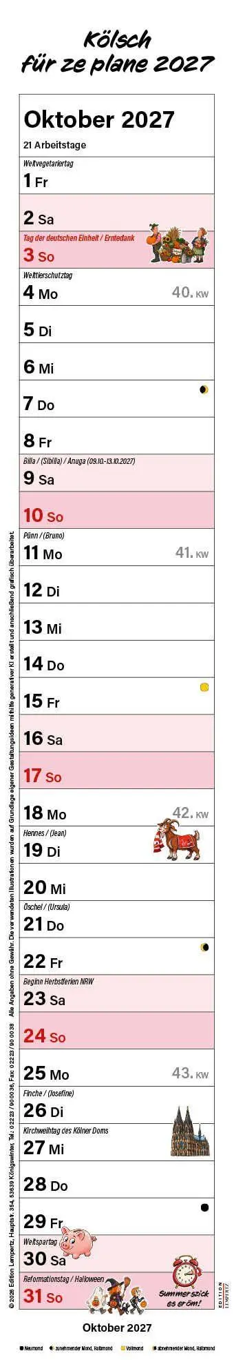 Bild: 9783960585879 | Kölsch für ze plane 2027 | Streifenplaner | Kalender | 14 S. | Deutsch