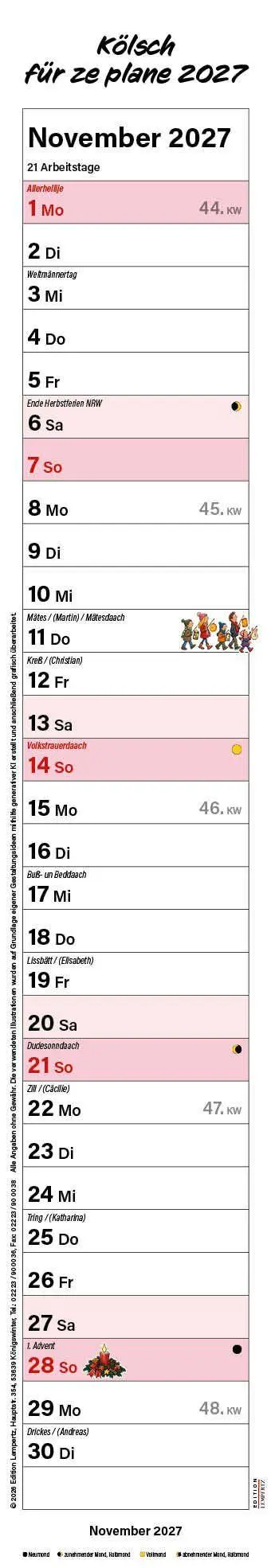 Bild: 9783960585879 | Kölsch für ze plane 2027 | Streifenplaner | Kalender | 14 S. | Deutsch