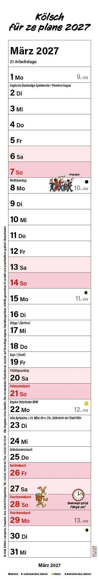 Bild: 9783960585879 | Kölsch für ze plane 2027 | Streifenplaner | Kalender | 14 S. | Deutsch