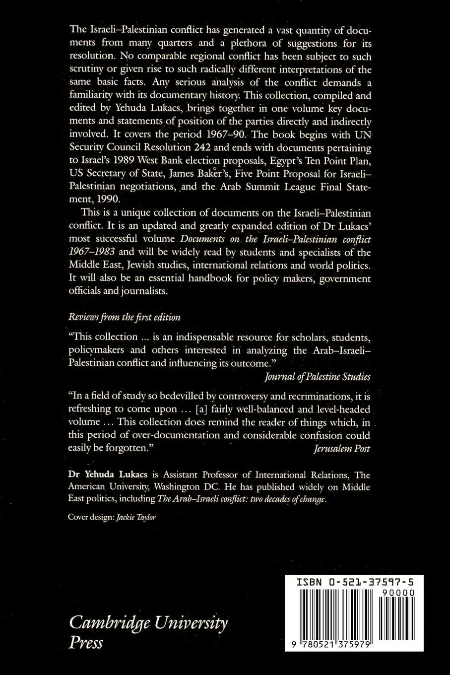 Rückseite: 9780521375979 | The Israeli-Palestinian Conflict | A Documentary Record 1967-1990