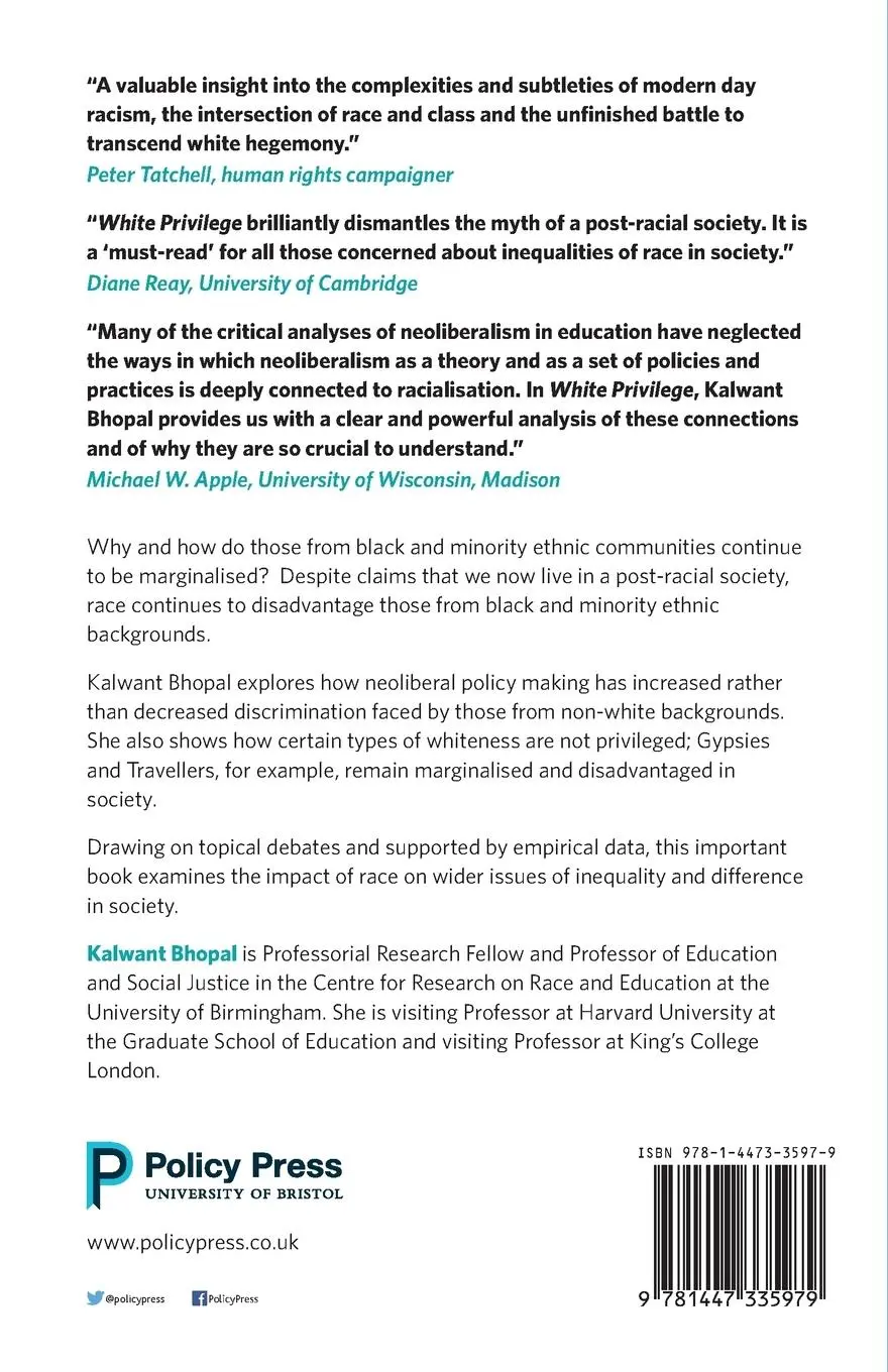 Rückseite: 9781447335979 | White privilege | Kalwant Bhopal | Taschenbuch | Englisch | 2018