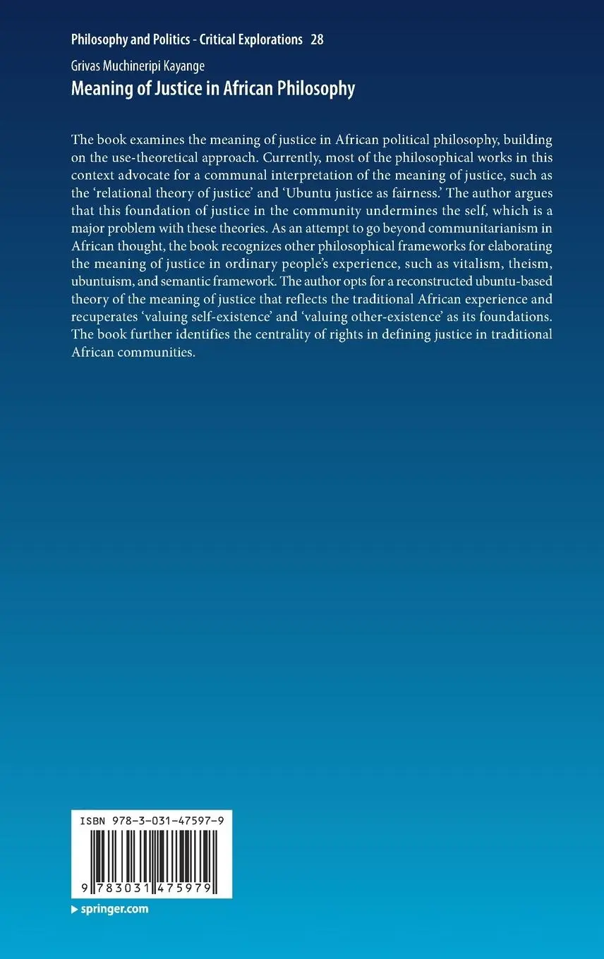 Rückseite: 9783031475979 | Meaning of Justice in African Philosophy | Grivas Muchineripi Kayange