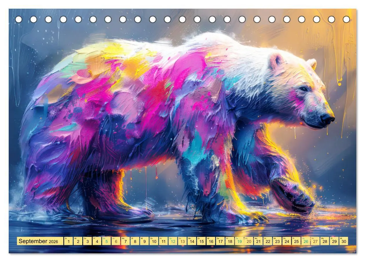 Bild: 9783457396179 | Tiere im Pop Art Kleid (Tischkalender 2026 DIN A5 quer), CALVENDO...