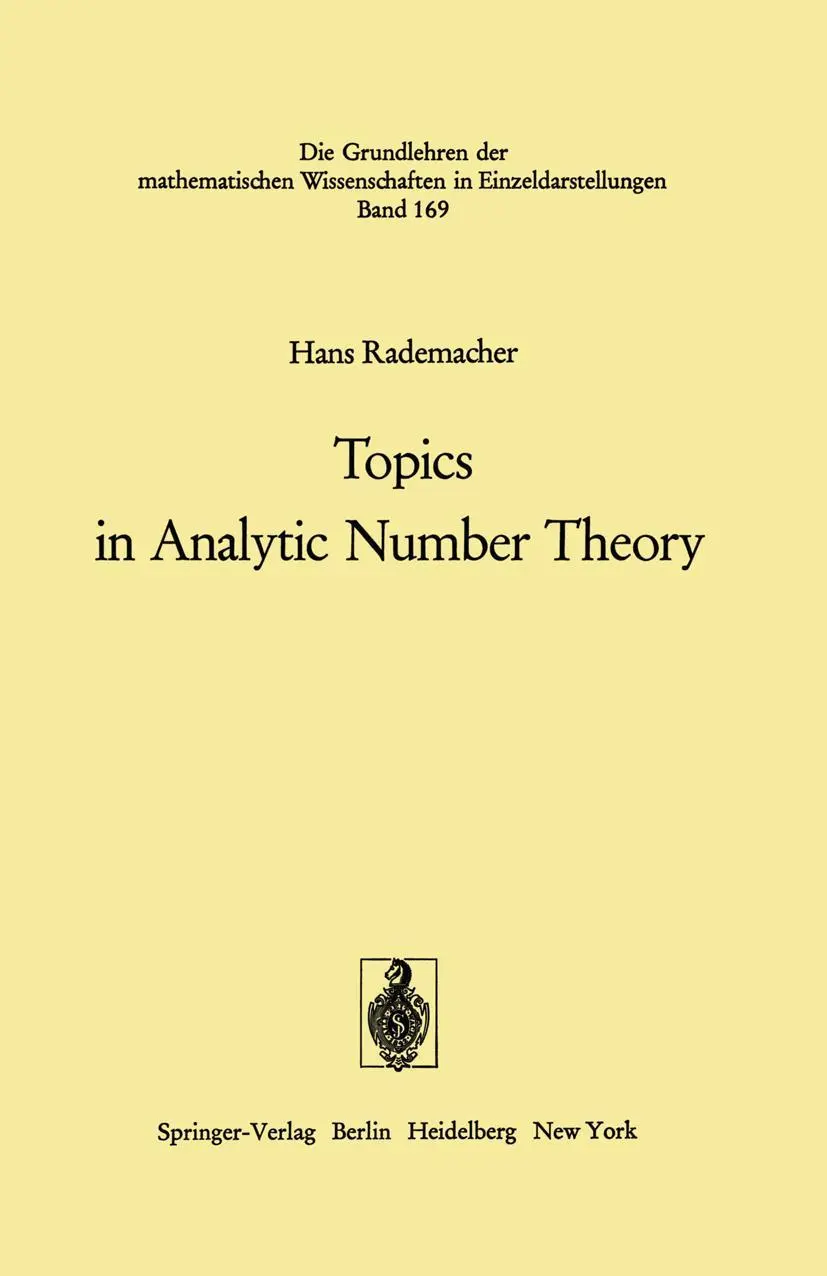 Cover: 9783642806179 | Topics in Analytic Number Theory | Hans Rademacher | Taschenbuch | x