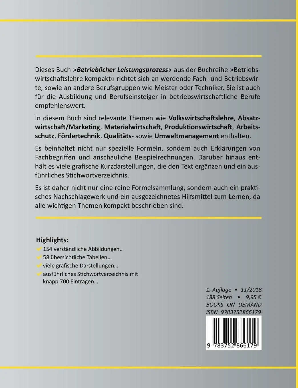 Rückseite: 9783752866179 | Betrieblicher Leistungsprozess | Betriebswirtschaftslehre kompakt