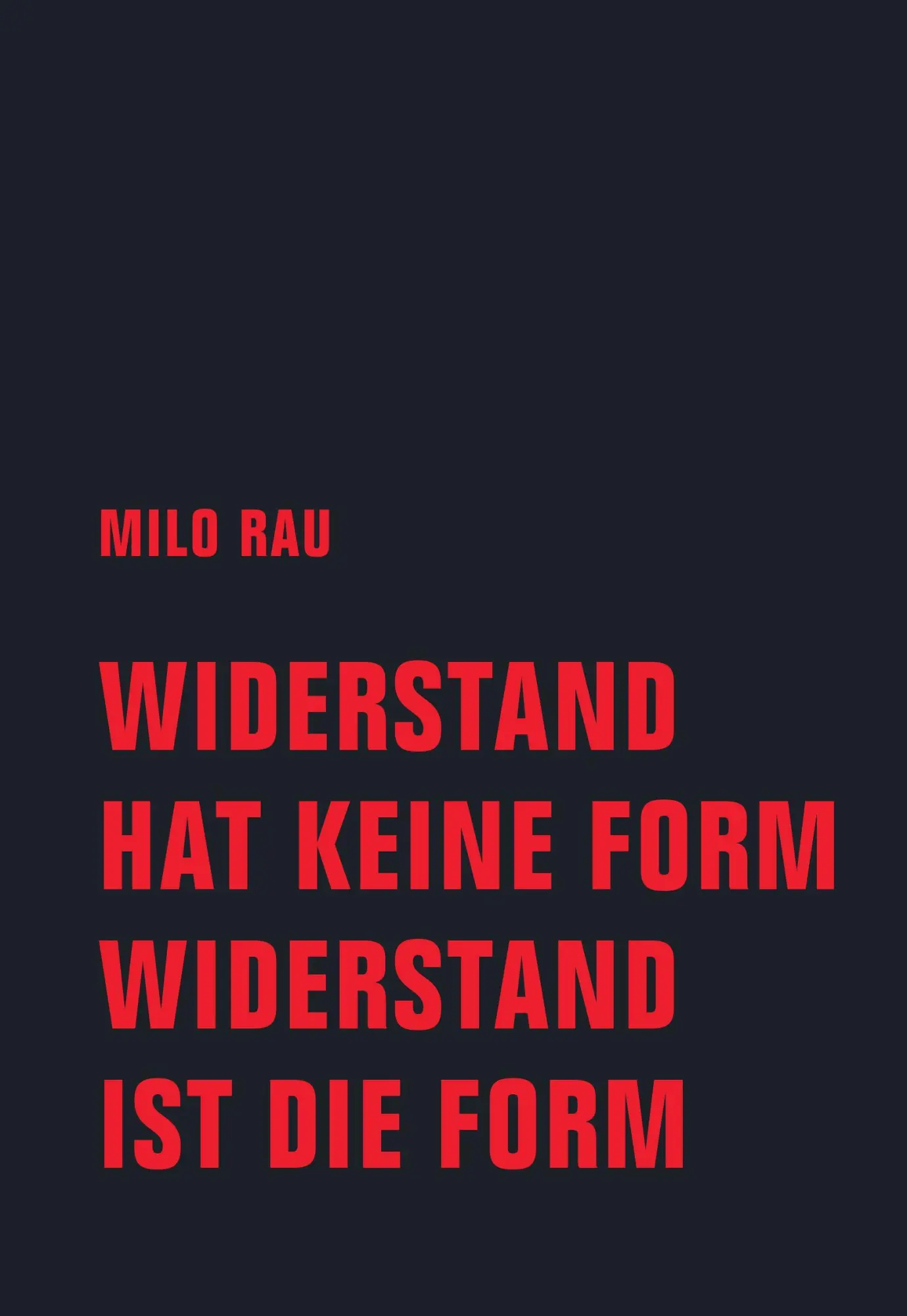 Cover: 9783957326379 | Widerstand hat keine Form, Widerstand ist die Form | Milo Rau | Buch
