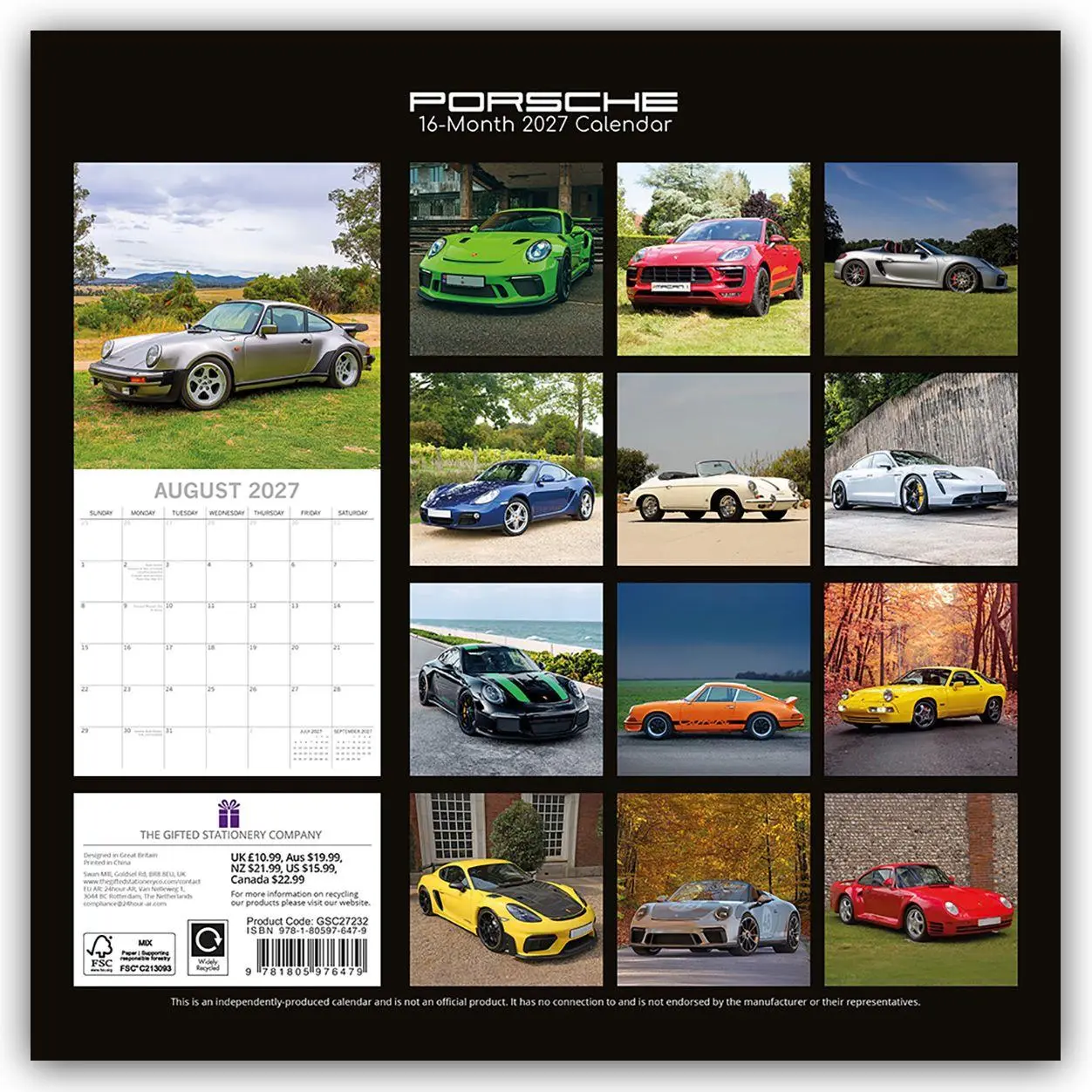 Rückseite: 9781805976479 | Porsche 2027 - 16-Monatskalender | Gifted Stationery Co. Ltd | 28 S.